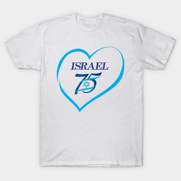 Happy Israel Independence Day Blue Star of David 75th Anniversary Israel Independence Day Israeli Star T-Shirt Yom Haatzmaut in Hebrew Festival T-Shirt by sofiartmedia